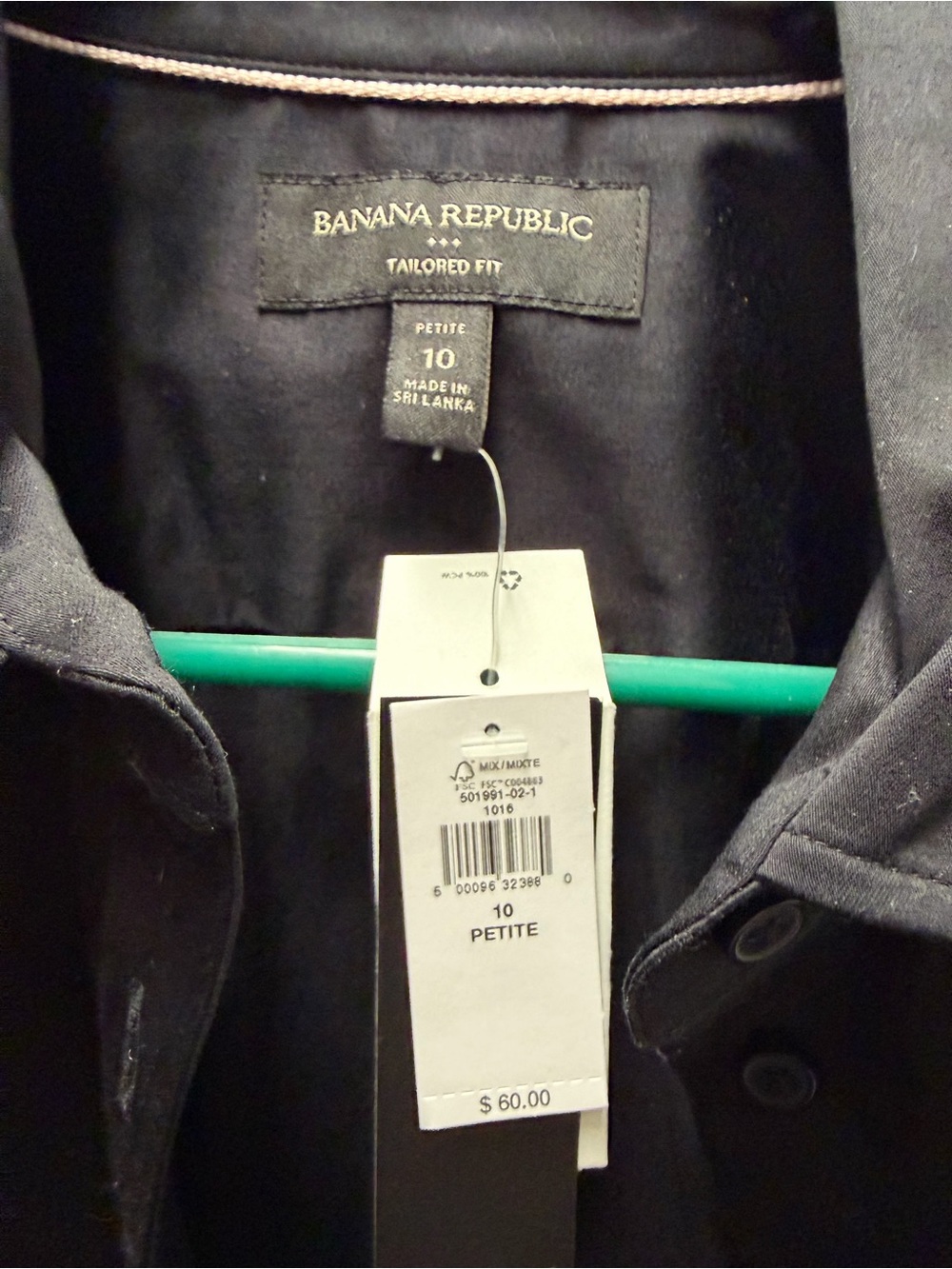 Banana Republic Black Tailored Fit Petite shirt